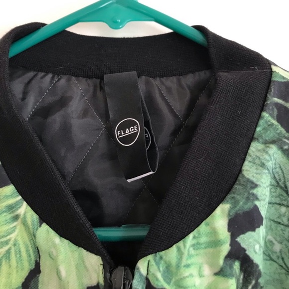 FLAGE Edera Leaf Print Jacket Mens Small Green AOP - Picture 2 of 6